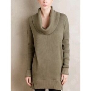 Anthropologie Pure + Good Sweater X-Small Olive‎ Green Side Zips Cowl Neck